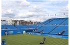 LONDON, ENGLAND - JUNE 07:  A groundsman prepares centre court ahead of the AEGON Championships at Queens Club on June 7, 2014 in London, England.  (Photo by Jan Kruger/Getty Images)